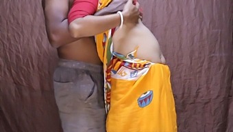 Pregnant Indian Aunty In Saree Blouse And Petticoat Fucks With Husband'S Friend