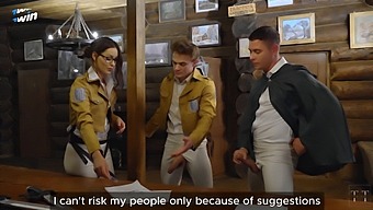 Hange Gets Roughly Penetrated By Levi And Ervin In The Survey Corps Office