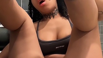 Big Beautiful Black Girl Almost Gets Caught While She Is Pleasuring Herself With A Sex Toy At The Gym.