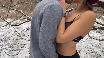 Wife Enjoys Snowy Public Sex With Husband And Friend, Receiving Double Creampie