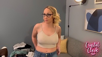 Beautiful College Girl With Blonde Hair Gets Stepmother’s Help.
